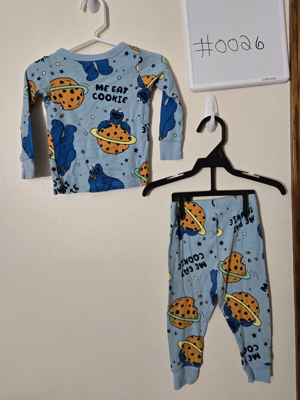 Sesame Street Cookie Monster Light Blue Pajama Set - Blue & Orange #0026